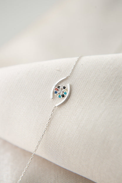 Women's 925 Sterling Silver Bracelet with Colorful Stones