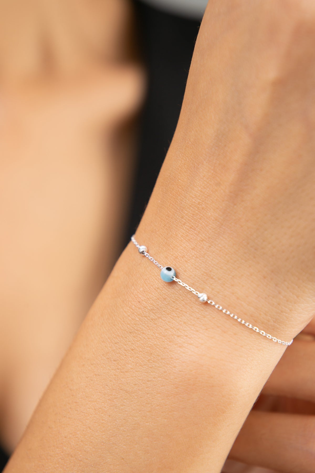 Women's 925 Sterling Silver Dorika Top Evil eye  Bracelet