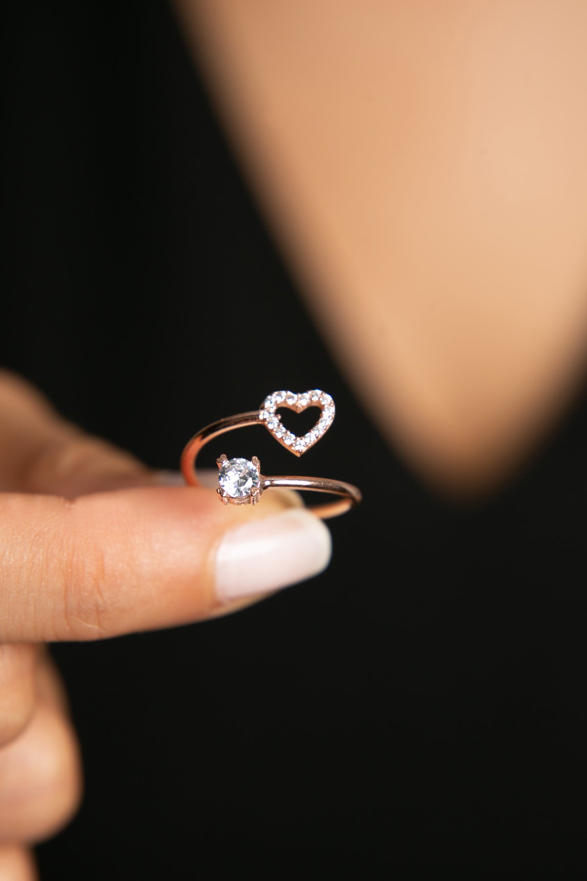 Women's Heart-Detailed 925 Sterling Silver Ring