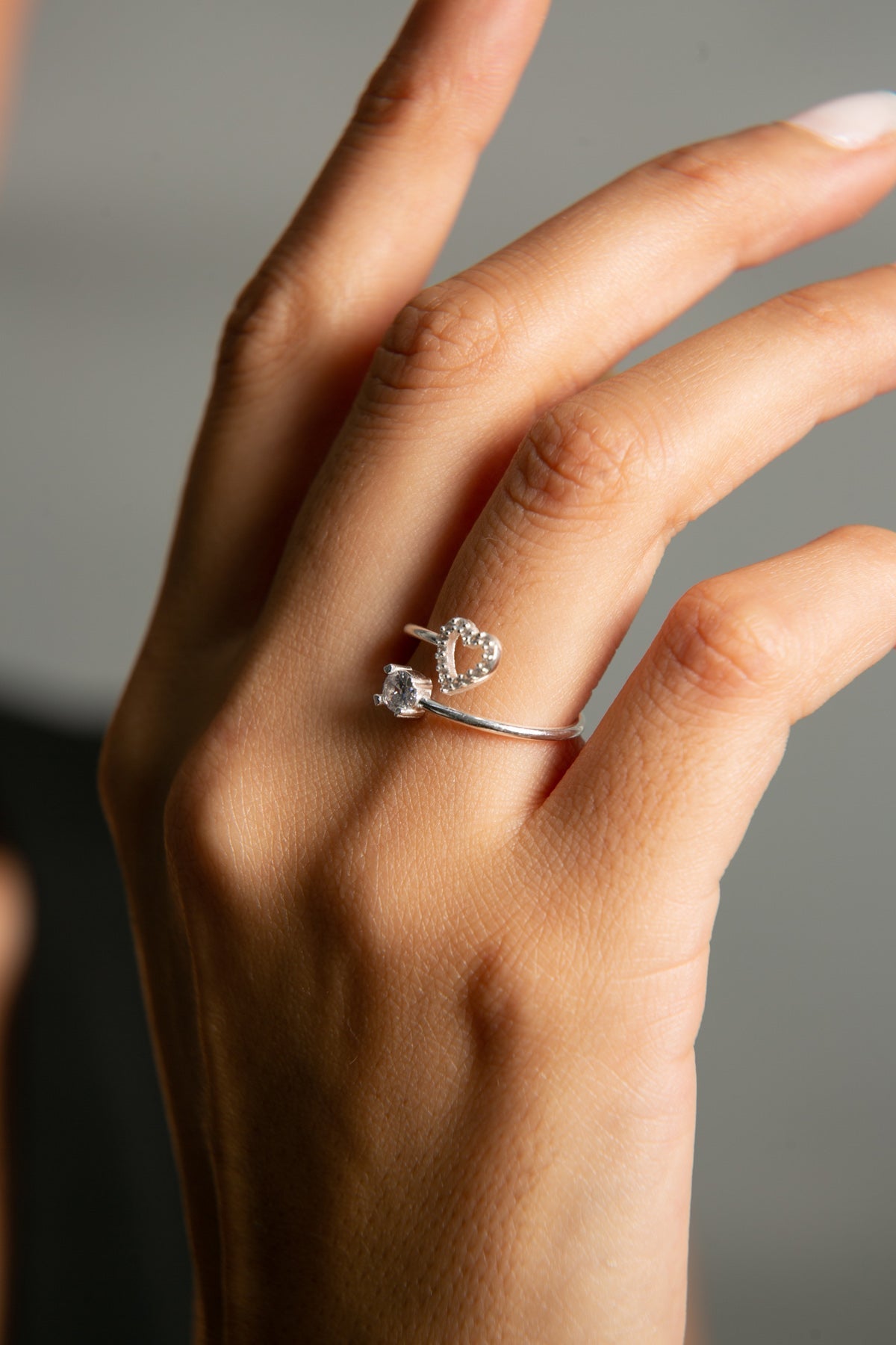 Women's 925 Sterling Silver Heart Detail Ring