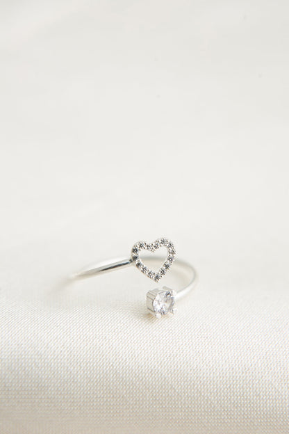 Women's 925 Sterling Silver Heart Detail Ring