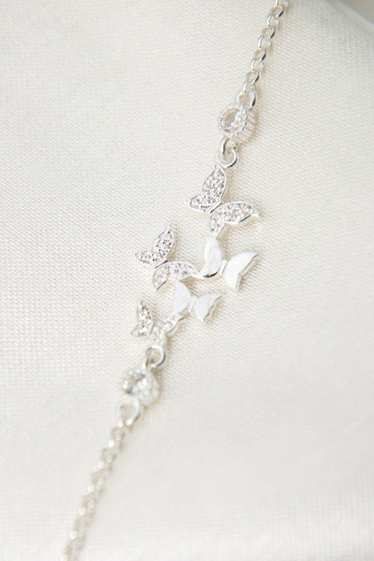 Women's 925 Sterling Silver Flying Butterfly Bracelet