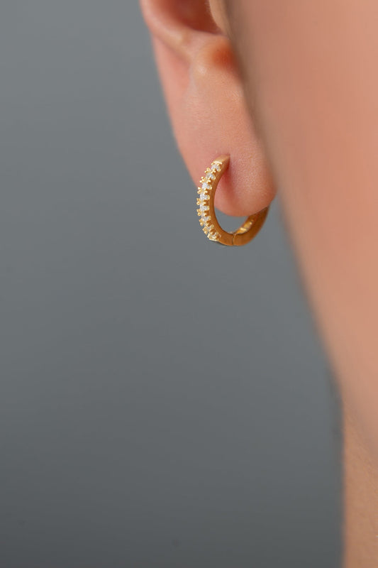 Women's Stone-Detailed Hoop Earrings in 925 Sterling Silver