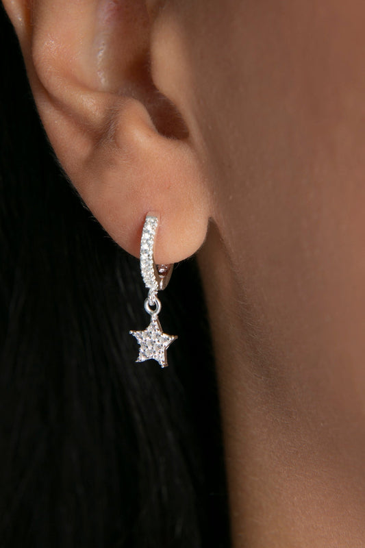 Women's Stone Star Model 925 Sterling Silver Earrings