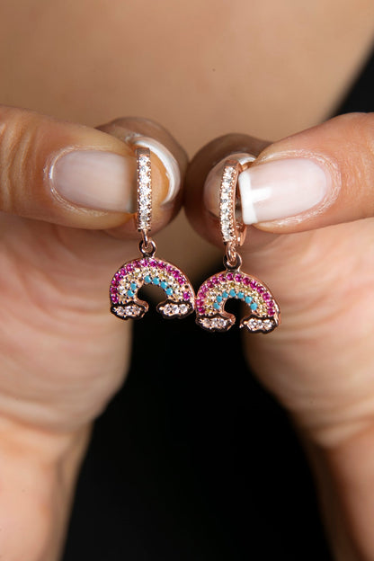 Women's Stone Rainbow Model 925 Sterling Silver Earrings
