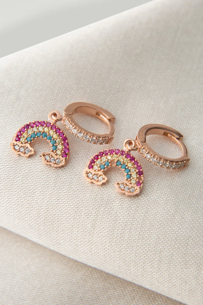 Women's Stone Rainbow Model 925 Sterling Silver Earrings