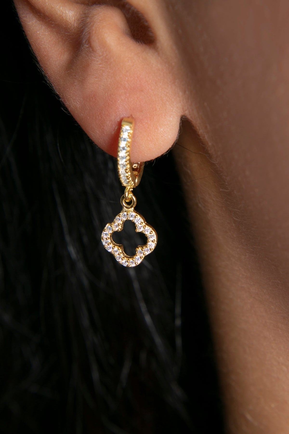 Women's 925 Sterling Silver Stone Shamrock Earrings