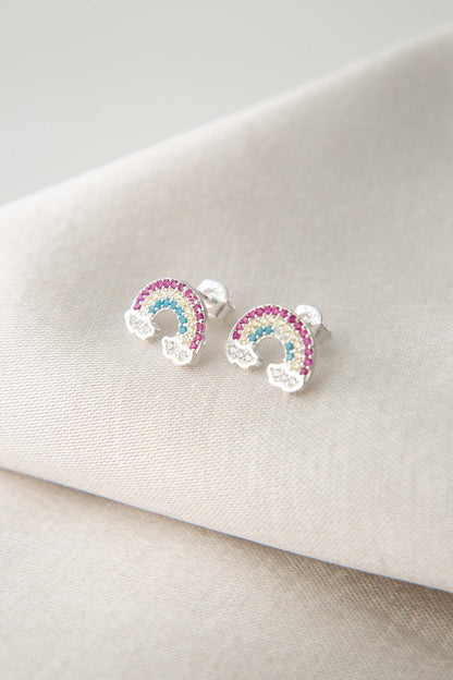 Women's 925 Sterling Silver Rainbow Stone Earrings