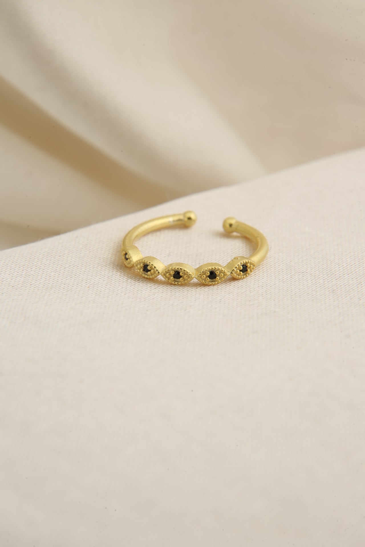 Women's Stone Row Eye Model 925 Sterling Silver Ring