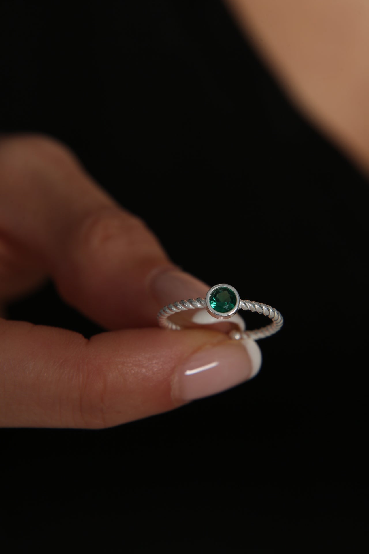 Women's Stone-Embellished Twist Model 925 Sterling Silver Ring