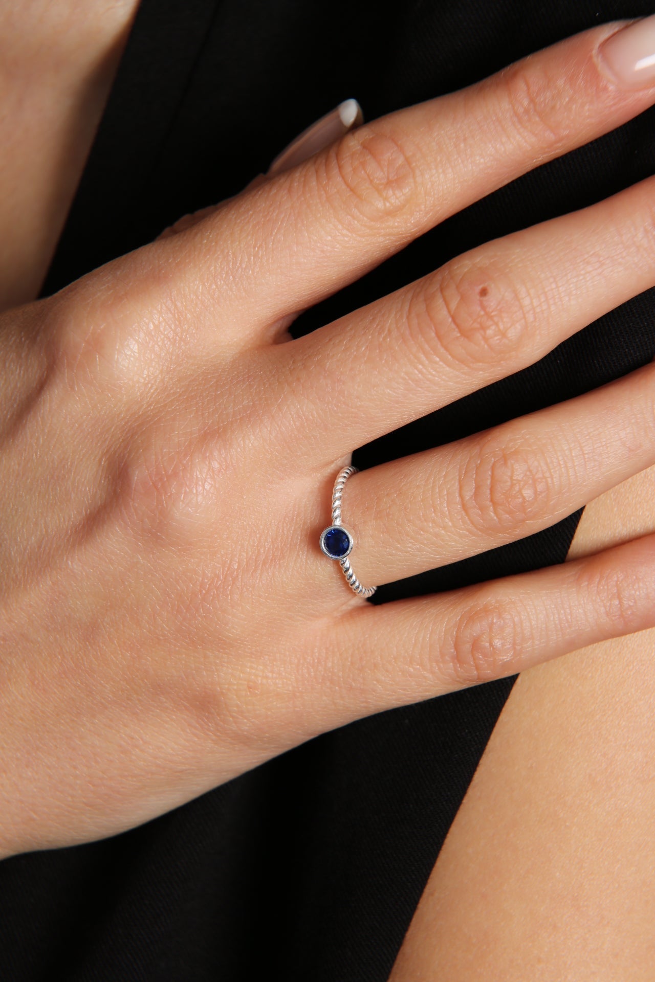 Women's Single Stone Twist Model 925 Sterling Silver Ring