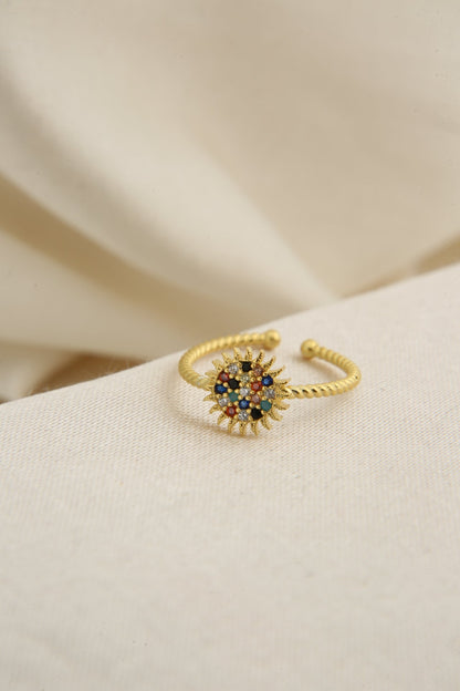 Women's Mixed Stone Sun Model 925 Sterling Silver Ring