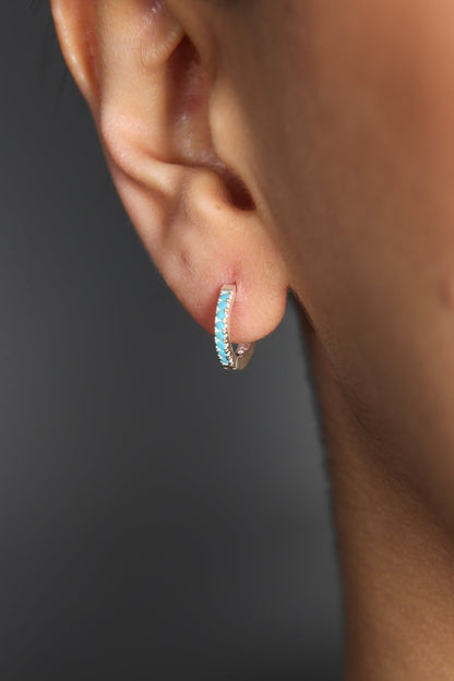 Women's Stone Hoop Model 925 Sterling Silver Earrings