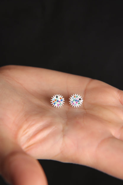 Women's Mix Stone Sun Model 925 Sterling Silver Earrings