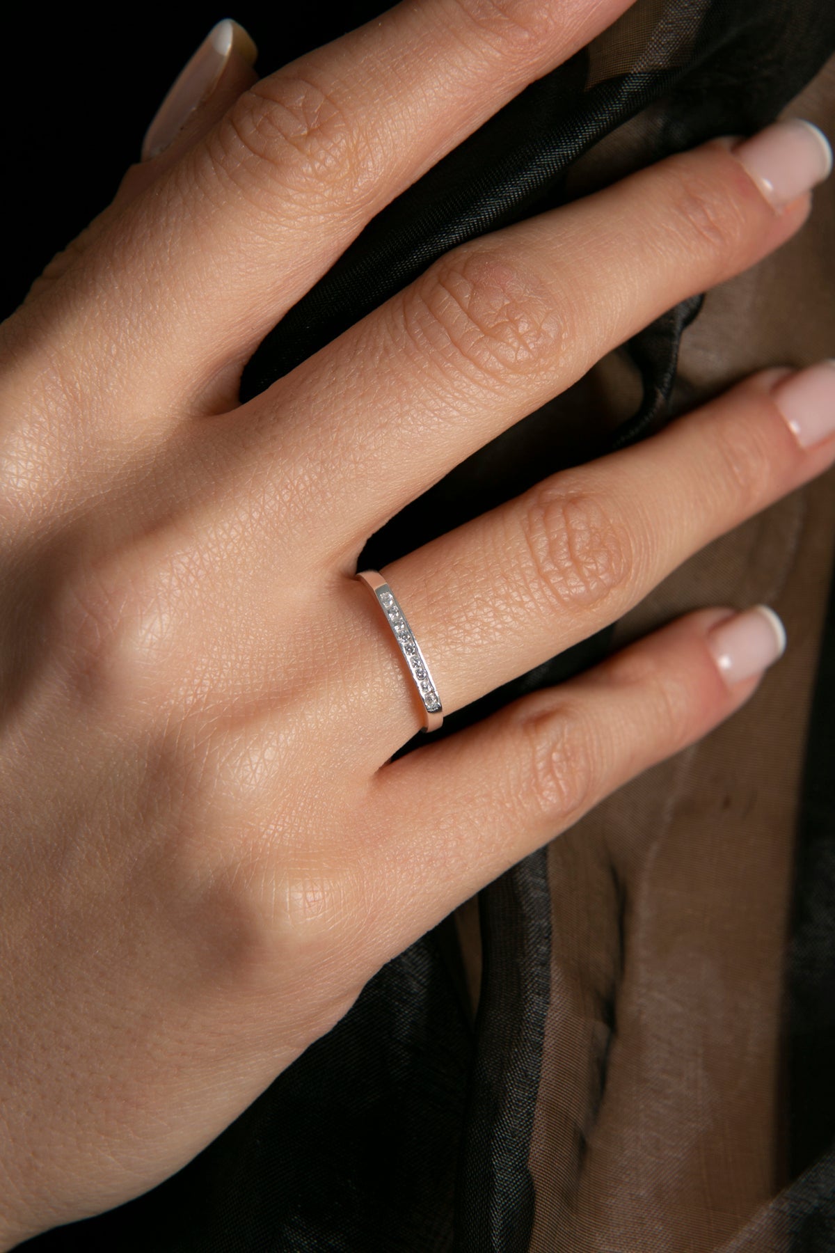 Women's 925 Sterling Silver Minimal Stackable Ring with Stones