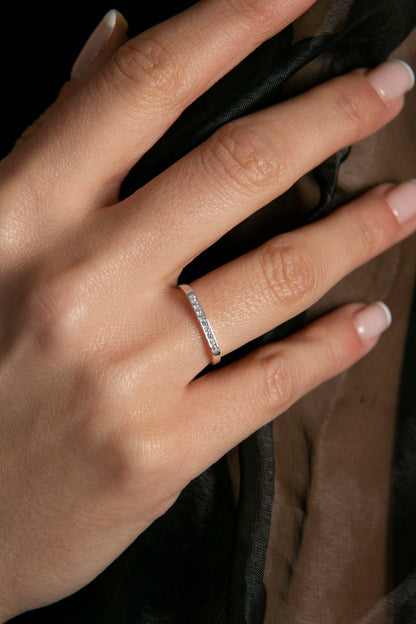 Women's 925 Sterling Silver Minimal Stackable Ring with Stones