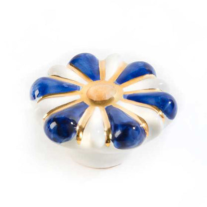Flower Power Knob - Blue & White