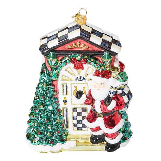 Front Door Santa Glass Ornament