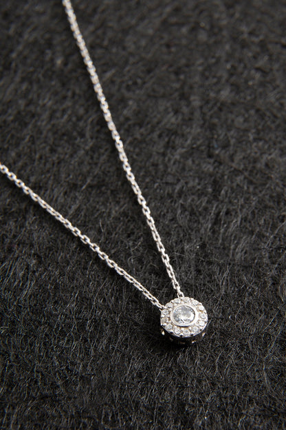 Single Stone 925 Sterling Silver Necklace
