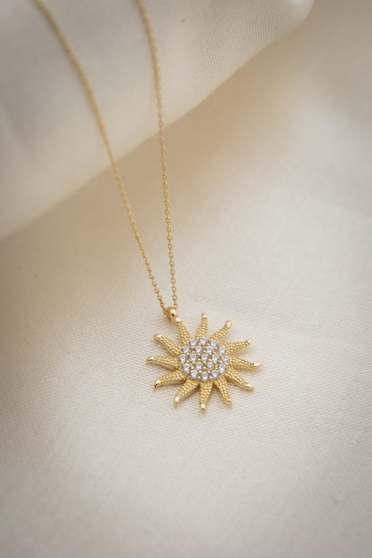 Women's Stone Sun Model 925 Sterling Silver Necklace