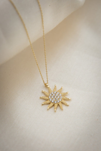 Women's Stone Sun Model 925 Sterling Silver Necklace