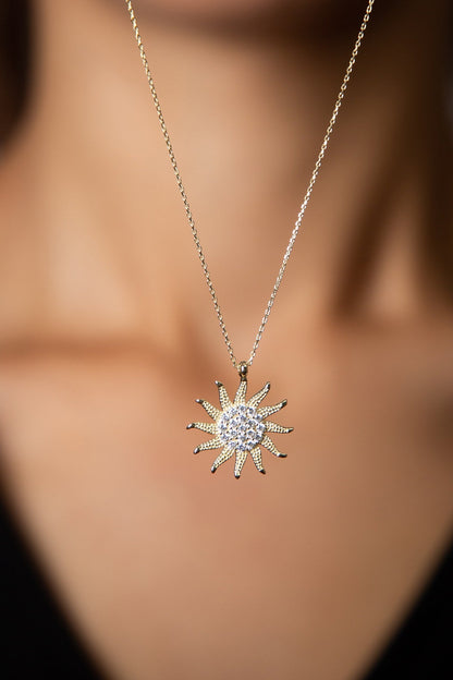 Women's Stone Sun Model 925 Sterling Silver Necklace