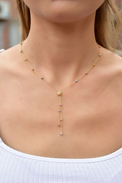 Women's 3-Color Doric Cluster 925 Sterling Silver Necklace
