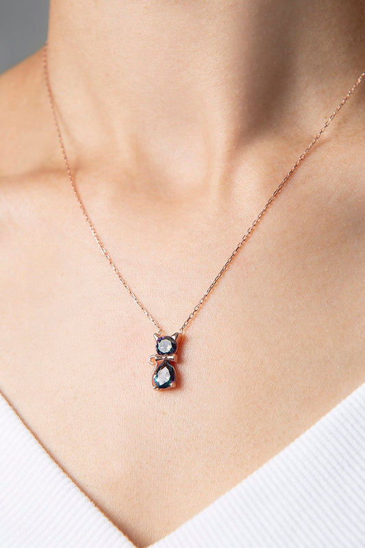 Women's Cat Model 925 Sterling Silver Necklace