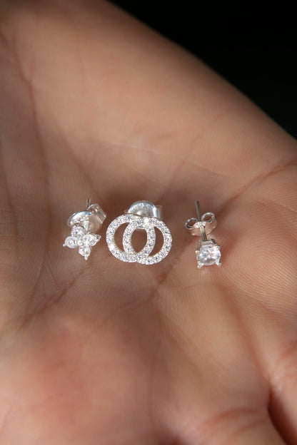 Women's Triple 925 Sterling Silver Earring Set