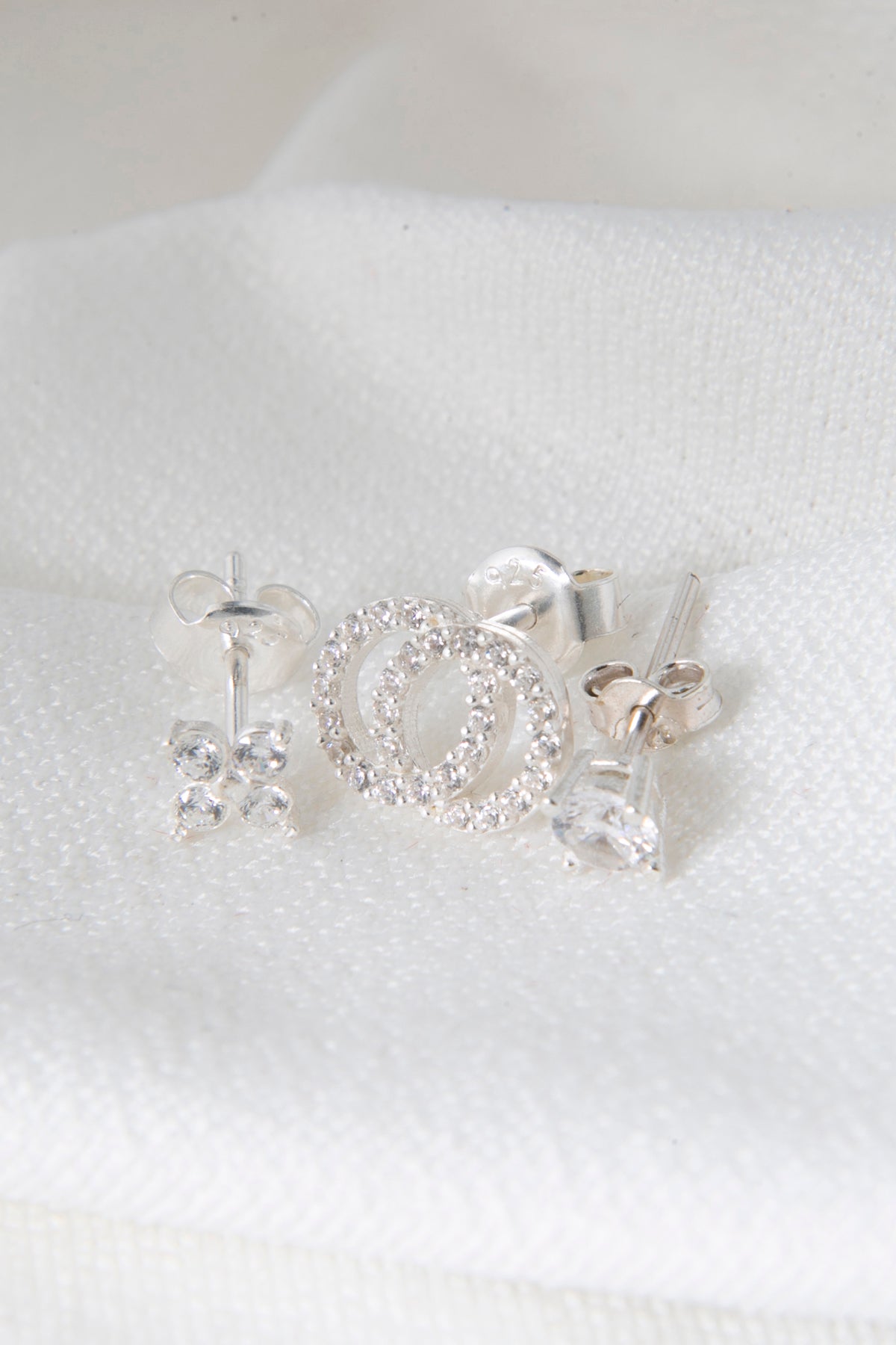 Women's Triple 925 Sterling Silver Earring Set