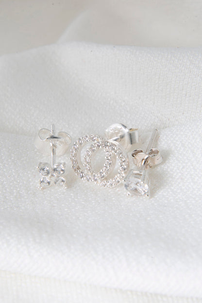 Women's Triple 925 Sterling Silver Earring Set