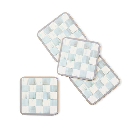 Sterling Check Cork Back Coasters, Set of 4