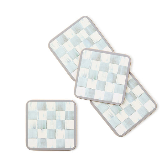 Sterling Check Cork Back Coasters, Set of 4
