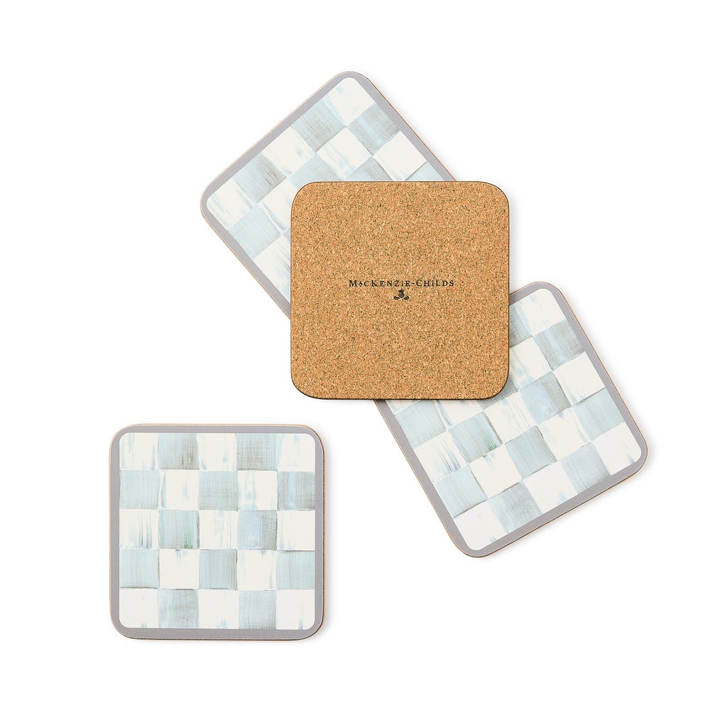 Sterling Check Cork Back Coasters, Set of 4