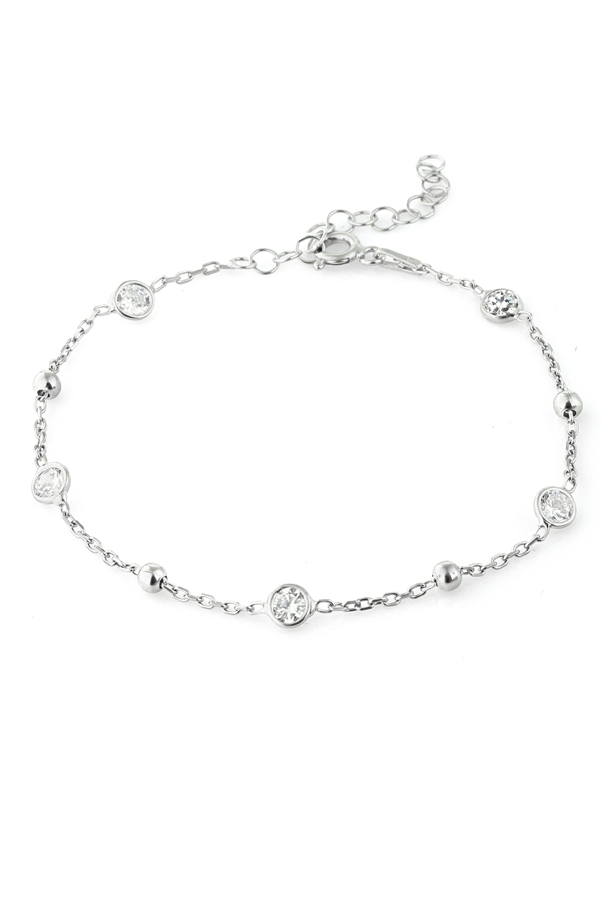 Women's Stone-Detailed Ball Bracelet in 925 Sterling Silver