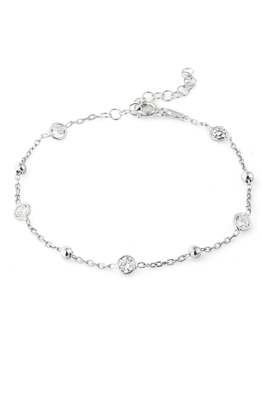 Women's Stone-Detailed Ball Bracelet in 925 Sterling Silver
