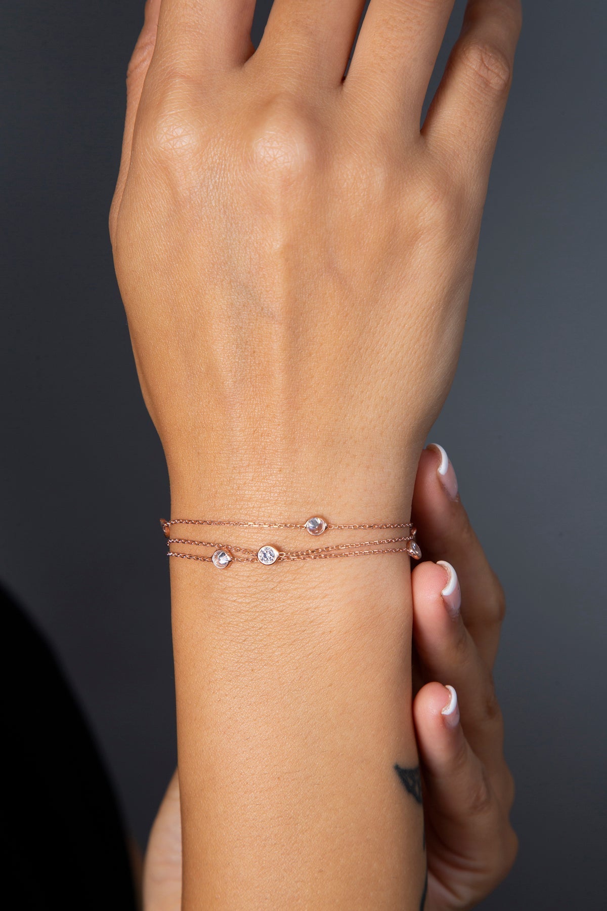 Women's 925 Sterling Silver Rose Gold Plated Bracelet with Stone Detail