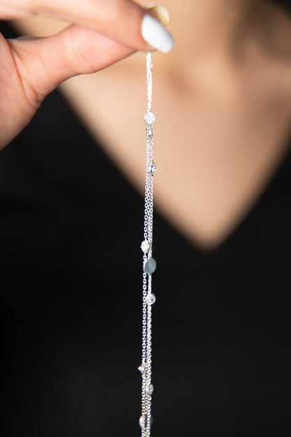 Women's Gemstone Plaque Detailed 925 Sterling Silver Bracelet