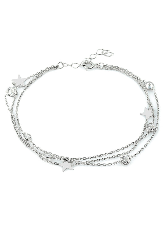Women's Stone-Detailed Star Bracelet in 925 Sterling Silver