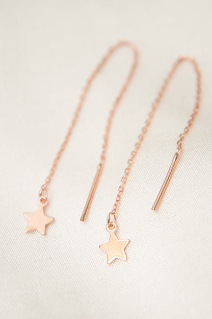 Women's Rose Plated Star 925 Sterling Silver Earrings