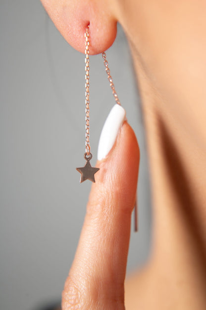 Women's Rose Plated Star 925 Sterling Silver Earrings