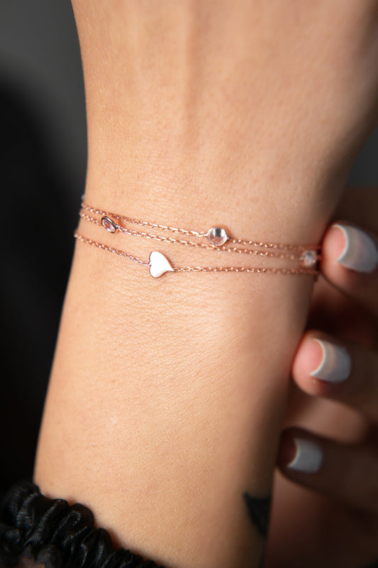 Women's Stone Heart Detail 925 Sterling Silver Bracelet