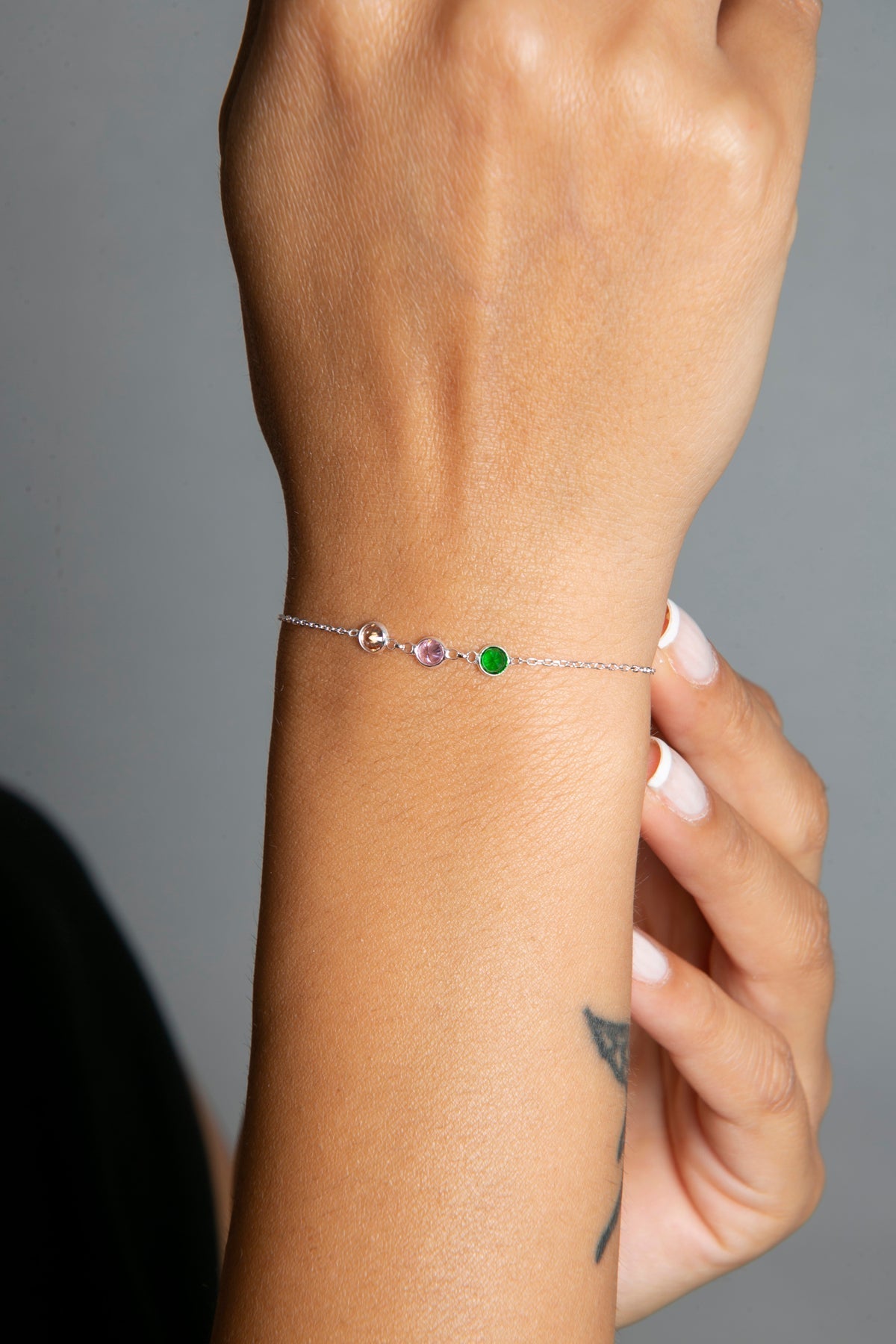 Women's Colorful Stone Elegant Model 925 Sterling Silver Bracelet