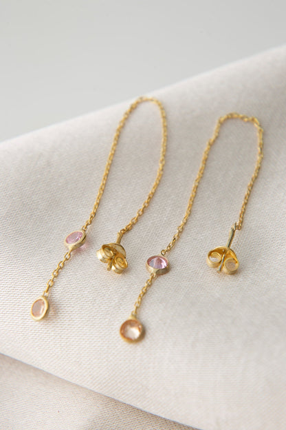 Women's 925 Sterling Silver Chain Earrings with Stones