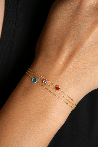 Women's Colorful Stone Trend Model 925 Sterling Silver Bracelet