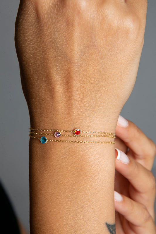 Women's Colorful Stone Trend Model 925 Sterling Silver Bracelet