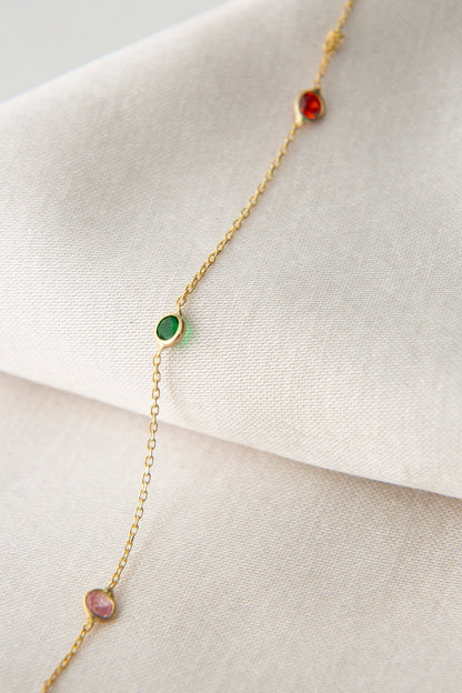 Wholsale Women's 925 Sterling Silver Colorful Stone Elegant Necklace