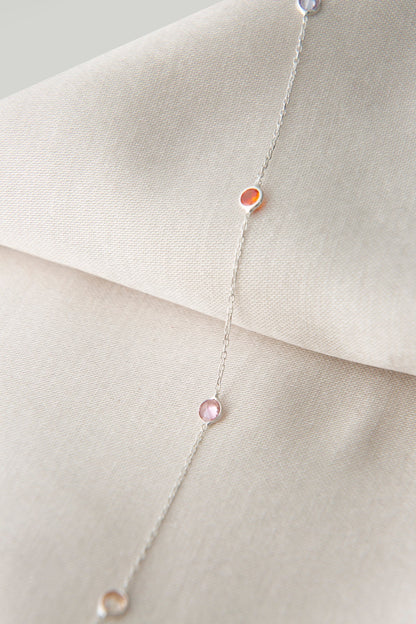 Women's 925 Sterling Silver Necklace with Colorful Stone Elegant Design