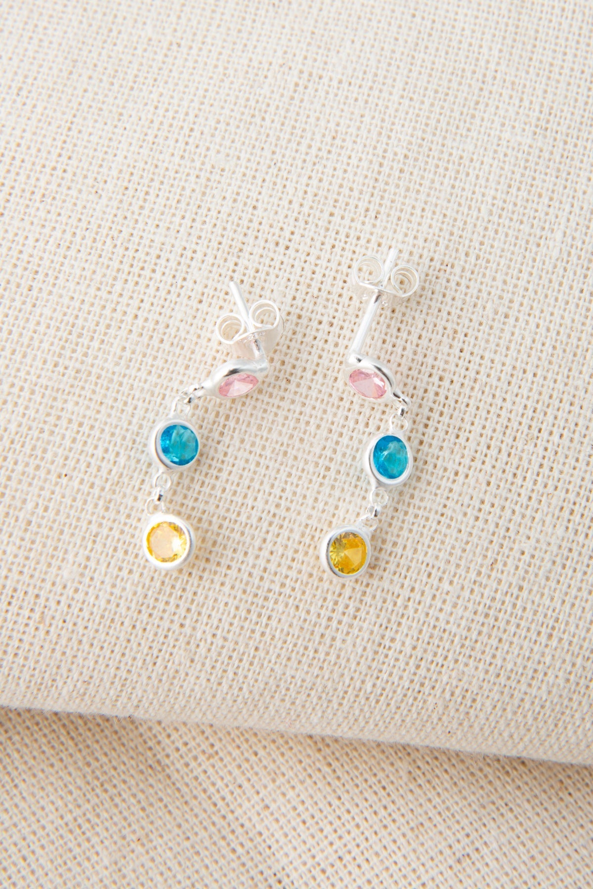 Women's 925 Sterling Silver Earrings with Colorful Stones