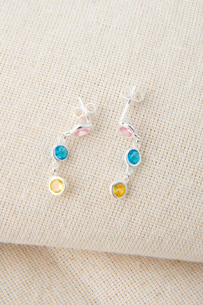 Women's 925 Sterling Silver Earrings with Colorful Stones
